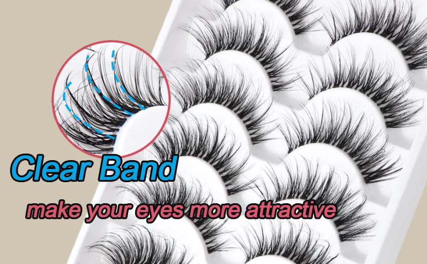 Veleasha Lashes with Clear Band Fluffy Lashes that Look Like Extensions 6 Pairs Pack Invisible False Eyelashes (12-18mm) Full & Fluffy | 12-18mm - product information 4
