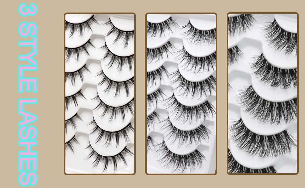 Veleasha Lashes with Clear Band Fluffy Lashes that Look Like Extensions 6 Pairs Pack Invisible False Eyelashes (12-18mm) Full & Fluffy | 12-18mm - product information 5