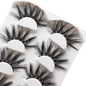 Losha 5D Faux Mink Lashes 25mm Dramatic Look False Eyelashes Fluffy Volume Luxurious Eyelashes for Makeup 4 Pairs Pack (48C) Fluffy Lashes-02 - product information 5