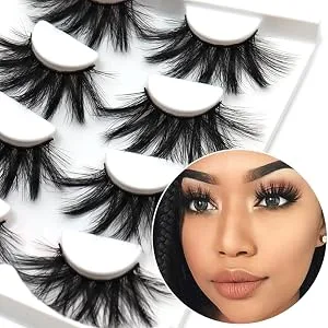 Losha 5D Faux Mink Lashes 25mm Dramatic Look False Eyelashes Fluffy Volume Luxurious Eyelashes for Makeup 4 Pairs Pack (48C) Fluffy Lashes-02 - product information 7