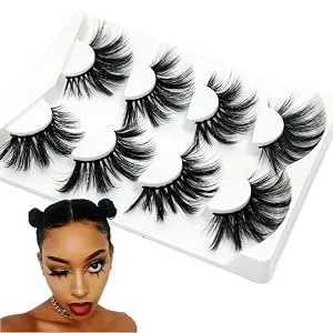 Losha 5D Faux Mink Lashes 25mm Dramatic Look False Eyelashes Fluffy Volume Luxurious Eyelashes for Makeup 4 Pairs Pack (48C) Fluffy Lashes-02 - product information 9