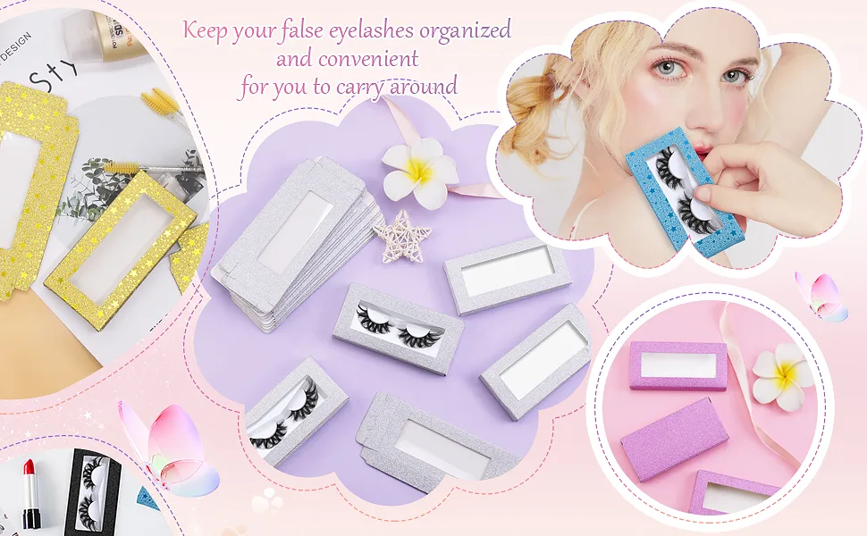 20 Pieces Empty Lash Boxes Packaging Wholesale Eyelashes Packaging Box Glitter Paper False Eyelash Boxes Soft Paper Lash Case Storage with 20pcs Disposable Mascara Wands (Black) - lash boxes eyelash boxes eyelash packaging lash packaging eyelash box lash case