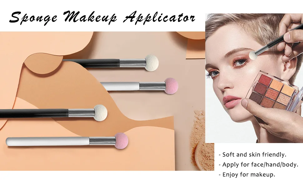 Foundation Sponge Powder Brush Eyebrow Sponge Concealer Brush Applicator Make up Brush for Face pack of 4. (Black+White) - Eyebrow Sponge Foundation Brush
