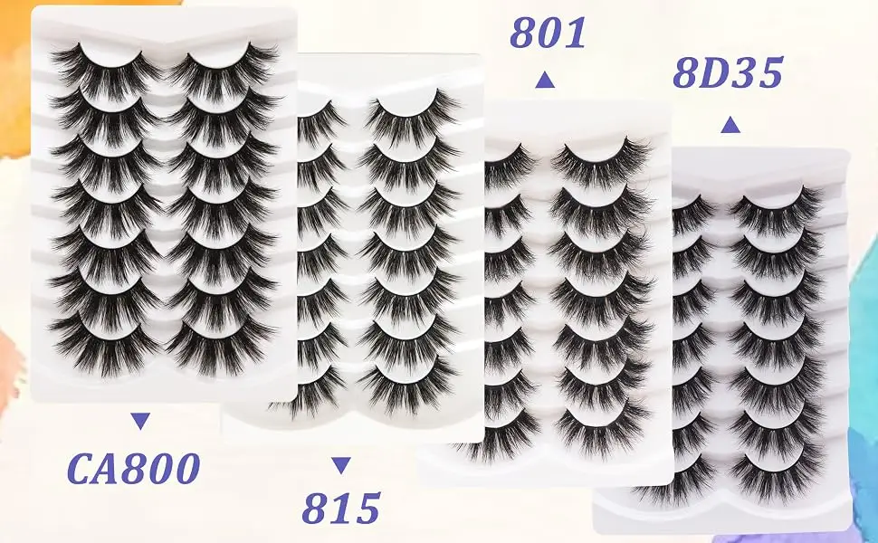 Losha False Lashes Super Fluffy Faux Mink Eyelashes Dramatic Long and Full Fake Eyelashes 7 Pairs Pack Volume Lashes Style1-Fluffy & Full Lashes - fluffy lashes-2