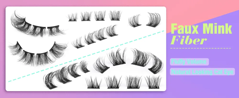 Cluster Lashes Natural Look Wispy Cat Eye Lashes Extensions Fluffy False Eyelashes Individual Lashes Strips DIY Lashes Pack Natural Lashes Clusters 8 Pairs by Newcally B - Curly Cluster Lashes - Cluster Lashes