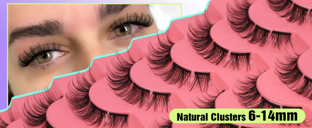Cluster Lashes Natural Look Wispy Cat Eye Lashes Extensions Fluffy False Eyelashes Individual Lashes Strips DIY Lashes Pack Natural Lashes Clusters 8 Pairs by Newcally B - Curly Cluster Lashes - Eyelashes