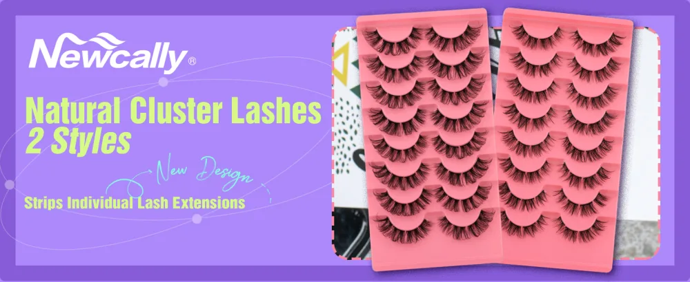 Cluster Lashes Natural Look Wispy Cat Eye Lashes Extensions Fluffy False Eyelashes Individual Lashes Strips DIY Lashes Pack Natural Lashes Clusters 8 Pairs by Newcally B - Curly Cluster Lashes - Lashes