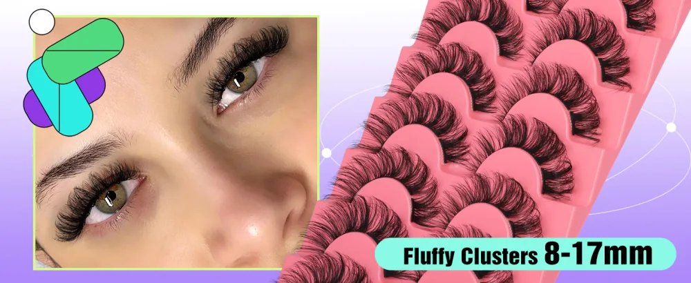 Cluster Lashes Natural Look Wispy Cat Eye Lashes Extensions Fluffy False Eyelashes Individual Lashes Strips DIY Lashes Pack Natural Lashes Clusters 8 Pairs by Newcally B - Curly Cluster Lashes - Lashes