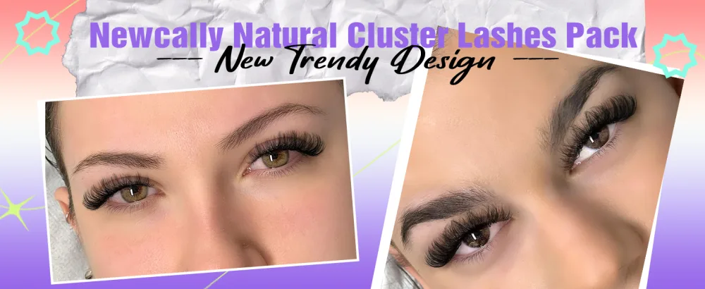 Cluster Lashes Natural Look Wispy Cat Eye Lashes Extensions Fluffy False Eyelashes Individual Lashes Strips DIY Lashes Pack Natural Lashes Clusters 8 Pairs by Newcally B - Curly Cluster Lashes - Lashes
