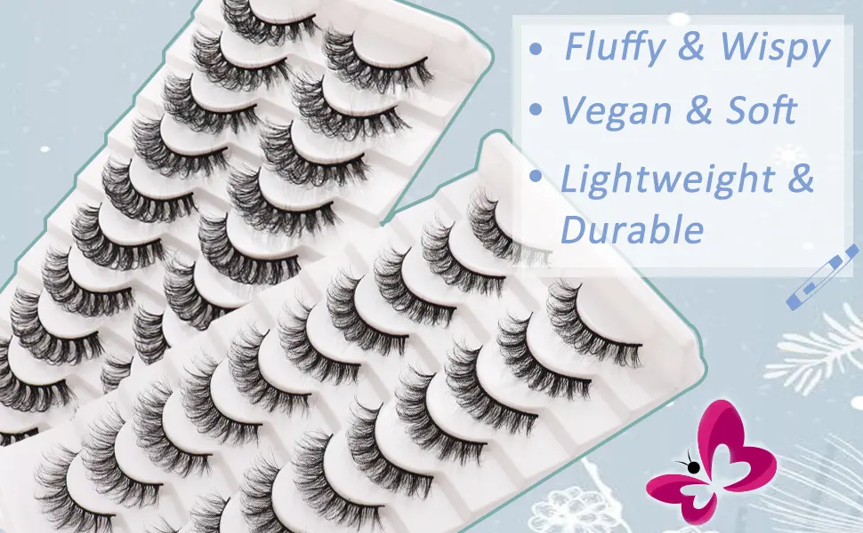 Losha Eyelashes DD Curl Russian Strip Lashes Fluffy False Eyelashes 10 Pairs Pack that Look Like Lash Extensions| D02 Russian Strip Lashes-DD Curl-D02 - product information 3