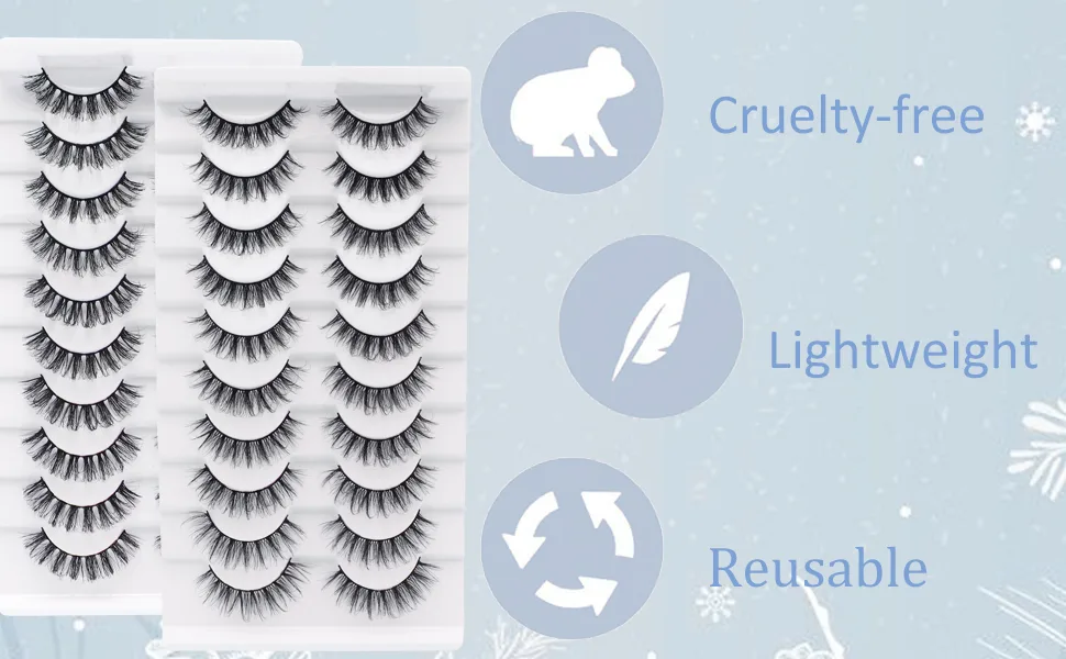 Losha Eyelashes DD Curl Russian Strip Lashes Fluffy False Eyelashes 10 Pairs Pack that Look Like Lash Extensions| D02 Russian Strip Lashes-DD Curl-D02 - product information 5