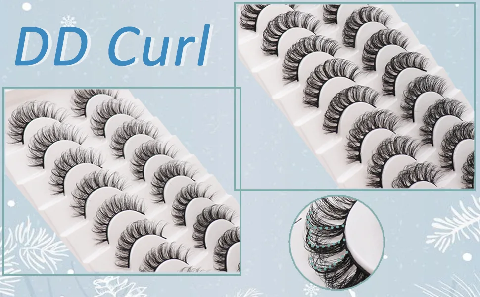 Losha Eyelashes DD Curl Russian Strip Lashes Fluffy False Eyelashes 10 Pairs Pack that Look Like Lash Extensions| D02 Russian Strip Lashes-DD Curl-D02 - product information 6