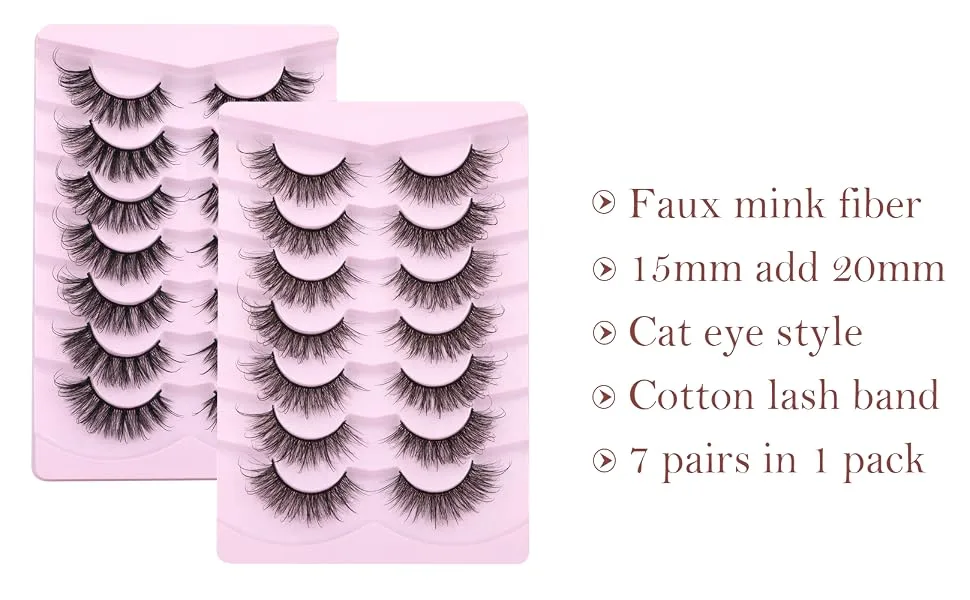 Fairy Strip Lashes That Look Like Extensions Dramatic Faux Mink Eyelashes Fluffy Long Cat Eye Wispy False Lashes Extensions Strip Eyelashes Pack - faux mink eyelashes cat eye