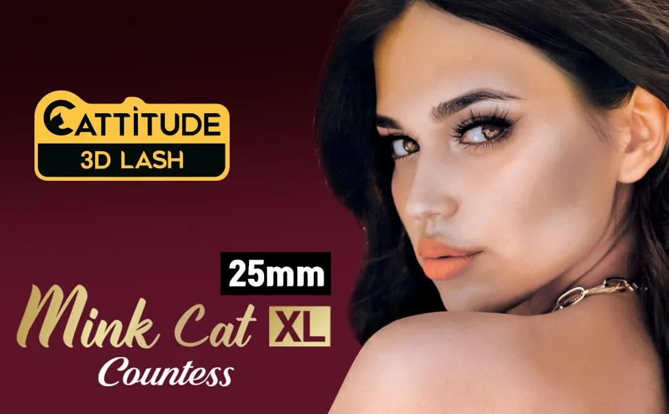 CATTITUDE 3D LASHES Edinburgh Countess Mink Cat 25mm False Eyelashes Ligthweight & Reusable - Cattitude 3D Lashes - Mink Cat 25mm XL Countess Lash, fluffy & volume
