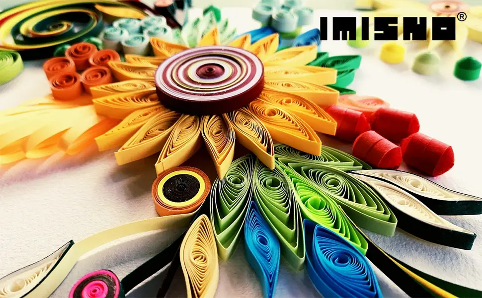IMISNO Paper Quilling Strips Set 1040 Strips 26 Colors (3/5/7/10mmx38cm Pack of 4 Sets) - QUILLING