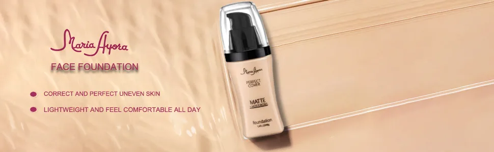 3 Pack MARIA AYORA Liquid Foundation Makeup Matte Face Makeup Foundation Moisturizing Lightweight 1.4fl oz 1 Bottle (02 Natural) - face foundation a4