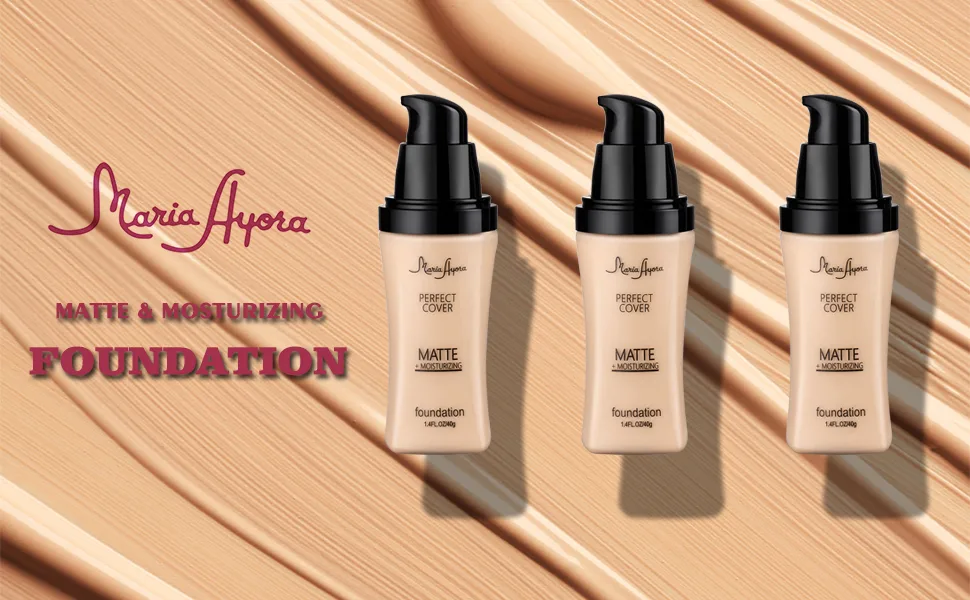 3 Pack MARIA AYORA Liquid Foundation Makeup Matte Face Makeup Foundation Moisturizing Lightweight 1.4fl oz 1 Bottle (02 Natural) - foundation makeup
