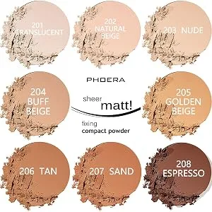 2 Pack PHOERA Matte Face Powder Control Oil Brighten Skin Color Cover Blemish Whitening Makeup Face Setting Setting Powder Foundation 202- Natural Beig - product information 3