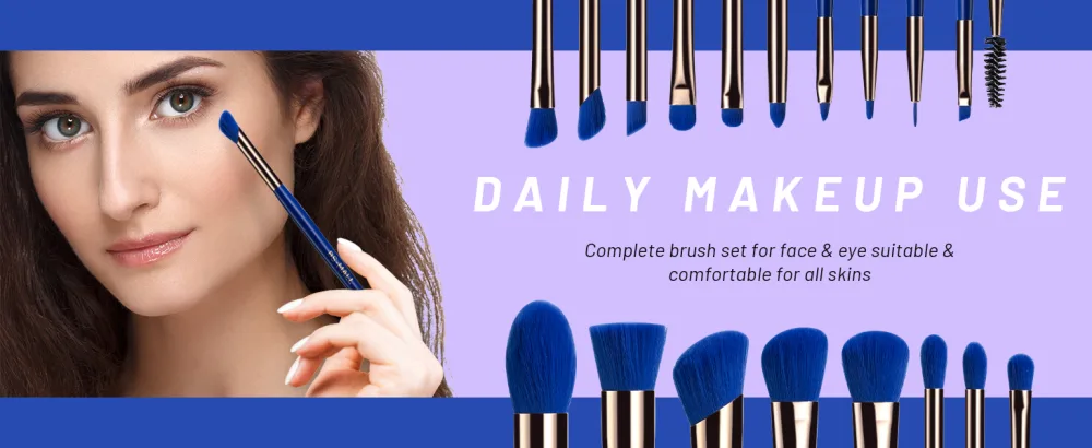 BS-MALL Makeup Brushes Premium Synthetic Foundation Powder Concealers Eye Shadows Makeup 18 Pcs Brush Set Dark Blue with case - product information 1