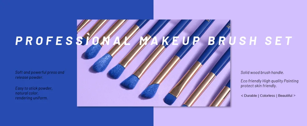 BS-MALL Makeup Brushes Premium Synthetic Foundation Powder Concealers Eye Shadows Makeup 18 Pcs Brush Set Dark Blue with case - product information 2
