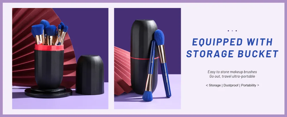 BS-MALL Makeup Brushes Premium Synthetic Foundation Powder Concealers Eye Shadows Makeup 18 Pcs Brush Set Dark Blue with case - product information 5