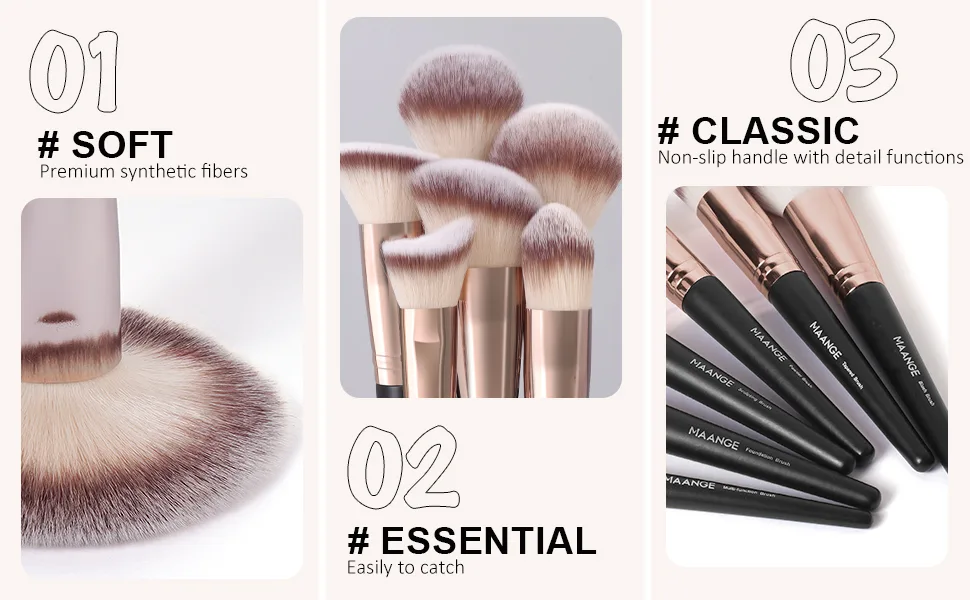 Makeup Brushes with Case MAANGE 18 Pcs Professional Makeup Brush Set Premium Synthetic Face Kabuki Brush Kit Foundation Blush Powder Eyeshadow Brushes Set Christmas Gift(Coffee) - make up brushes