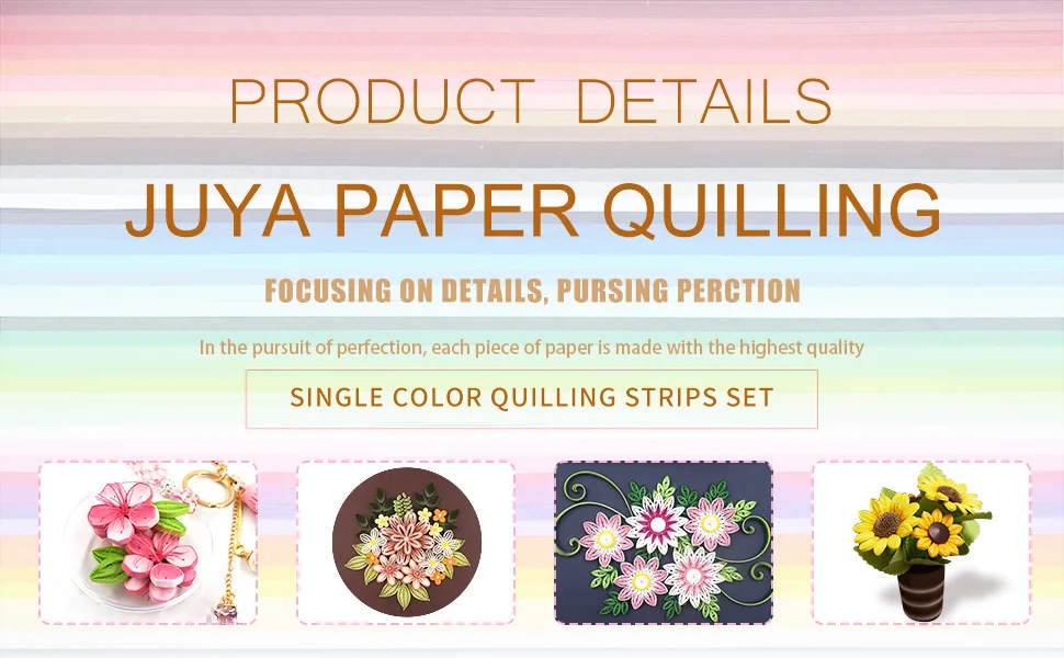 JUYA Single Color Paper Quilling Strips Set 60 Colors 39cm Length One Color 100 Strips per Pack Paper Width 5mm (0.20 in) - JUYA SINGLE COLOR QUILLING STRIPS SET