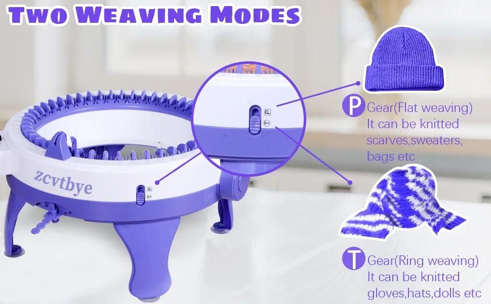 Zcvtbye Knitting Machine 48 Needles Knitting Machines with Row Counter and Pompom Maker Smart Weaving Round Loom Double Knit Loom Machine Kit DIY Knit Scarf Hat Sock  - 48 Needles Knitting Machines with Row Counter