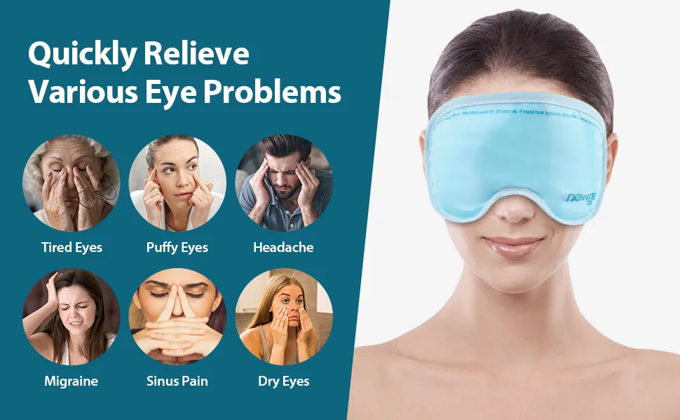 NEWGO Eye Cold Pack Gel Eye Mask Cold Therapy Clay Eye Mask with Soft Plush Backing for Dry Eyes Headaches Migraines Dark Circles Sinus - Blue - cooling eye mask