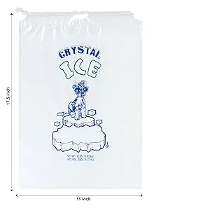 InfinitePack 10 Lbs Ice Bags with Drawstring with 33 Micron - 400 Plastic Ice Bag Reusable Heavy Duty & Durable - No Ties needed Quick Closure - Wholesale Pack 10 Lbs - 400 Pcs - ice bag
