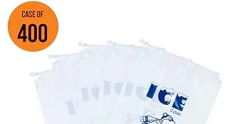 InfinitePack 10 Lbs Ice Bags with Drawstring with 33 Micron - 400 Plastic Ice Bag Reusable Heavy Duty & Durable - No Ties needed Quick Closure - Wholesale Pack 10 Lbs - 400 Pcs - ice bag
