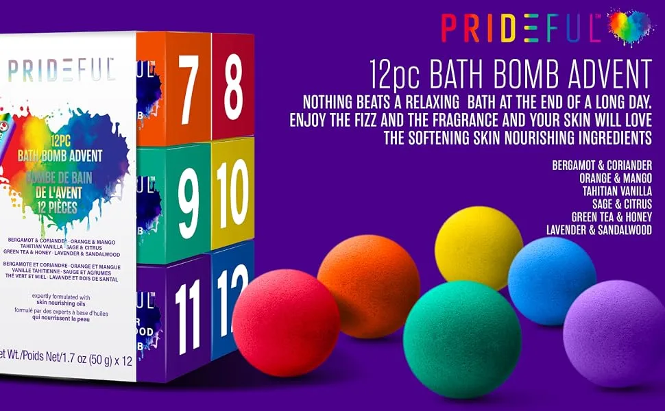 Prideful 12 Pack Bath Fizzers Advent Set (50gm X12) - advent set
