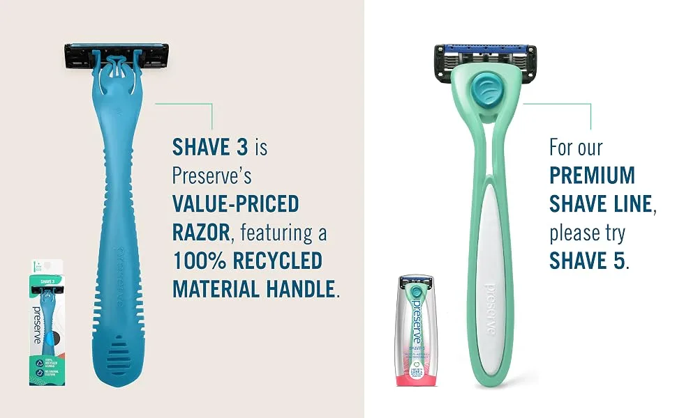 Preserve Shave 3 Replacement Cartridges for Preserve Shave 3 Razor 4 Count - Shave 3 is Preserve