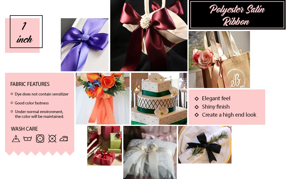 VATIN 1 inch Double Faced Polyester Satin Ribbon White -Continuous 25 Yard Spool Perfect for Wedding Wreath Baby Shower Packing and Other Projects. 1 X 25 Yards White - wide ribbon