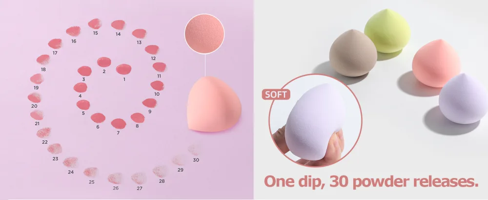 Makeup Sponge Set BS-MALL Peach Blender Sponges 4 Pcs for Liquid Cream and Powder Multi-colored With Travel Case - product information 4