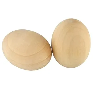 Samyo Unpainted Wooden Eggs for Easter Spring Crafts and Displays 2-1/2 Inches x 1-3/4 Inches (Pack of 12) - wooden easter eggs