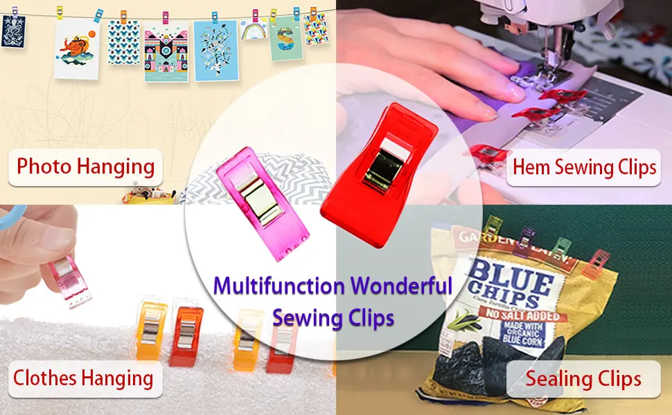 BIGTEDDY - 100pcs 2 Sizes Multipurpose Sewing Clips for Quilting and Binding Hem Making w/Case Assorted Colors Set of 100 Tools - sewing clips