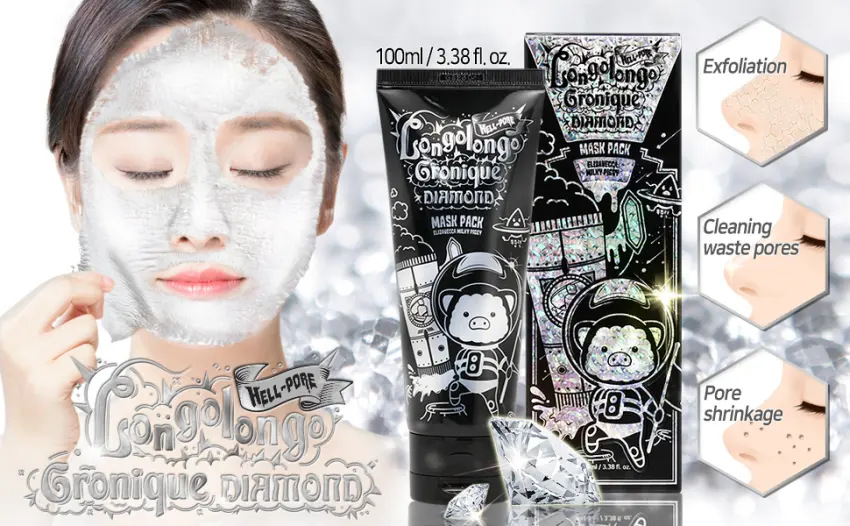 Elizavecca Hell-Pore Longo Longo Gronique Diamond Exfoliate Face Mask Pack - longolongo diamondpack