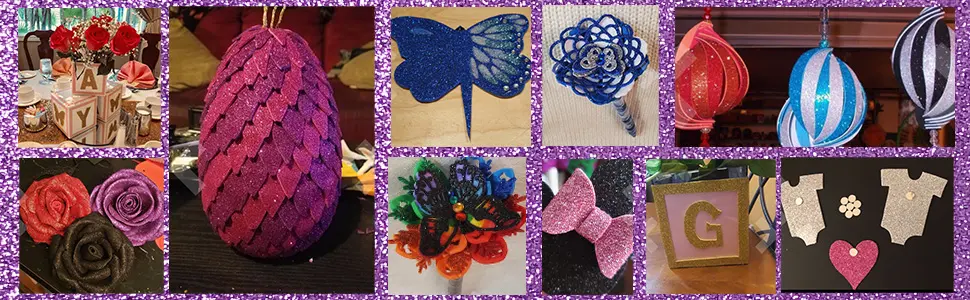 Allgala 12 Pack Self-Adhesive Glitter EVA Foam Paper 8 x 12inch Sheets-Silver-CF85202 Adhesive Silver - customer actual work with allgala glitter foam sheet