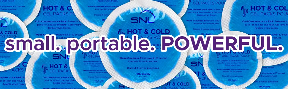 SNL Quality Hot & Ice Packs 6 Gel Packs Reusable Round Soft Fabric Backing for Breastfeeding Pain Relief First Aid - Includes: Wrap Sleeve for Hands-Free Application Storage Bag - Ice Pack pic 2