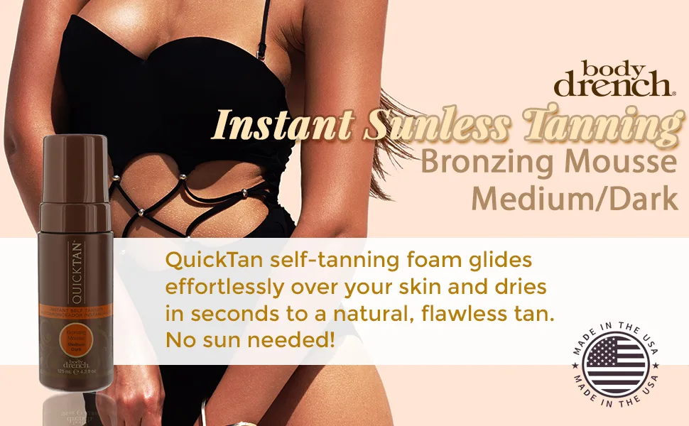 Body Drench Quick Tan Instant Self-Tanner | Bronzing Mousse | Tanning Foam For Natural And Quick Sun-Kissed Skin | Medium Dark 4.2 oz 1-Pack - Body Drench Quick Tan Instant Self Tanner Mousse