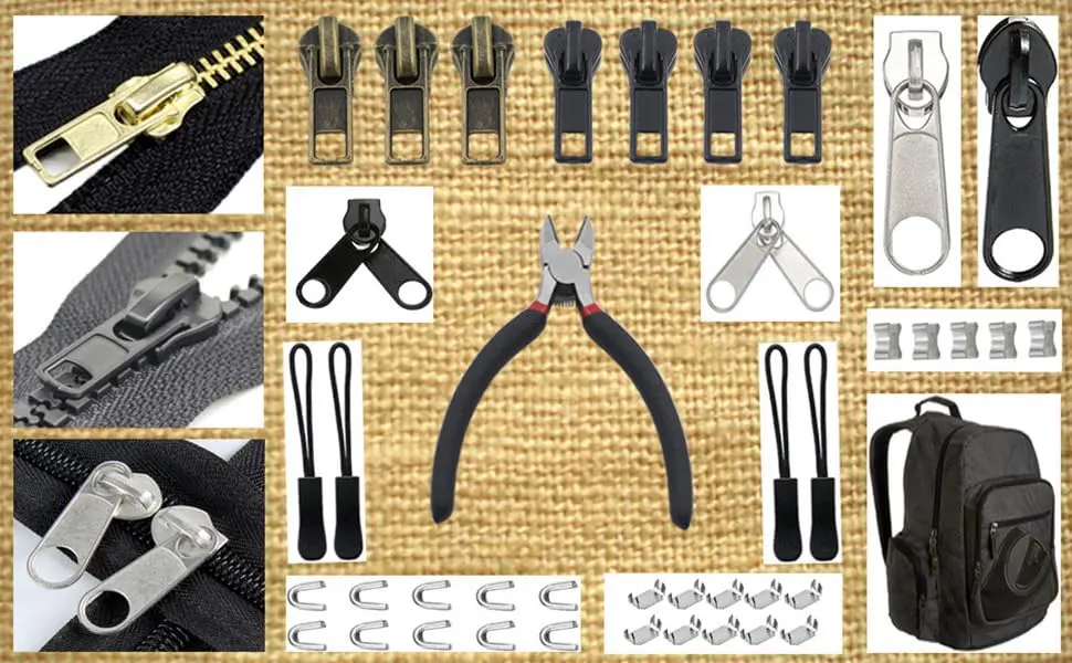 YaHoGa 143 PCS Zipper Repair Kit Zipper Replacement with Install Plier for Bags Jackets Tents Backpacks Sleeping Bag - yahoga-kit