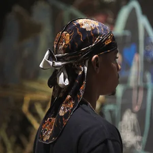 ForceWave 4 Pieces Silky Durags and Wave Cap Pack for Men Waves Moisture-Tech Fabric Satin Du-Rag Blue+red+black - design durag 2