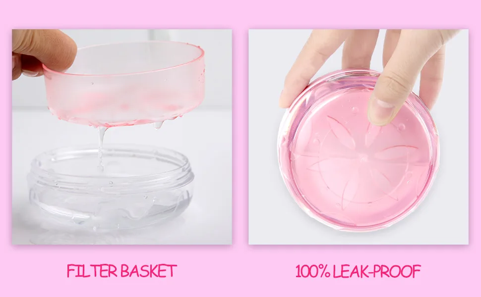 Denture Case Leak-Proof Denture Bath Box for Travel Double Layer Denture Cleaning Case Denture Cup with Strainer Basket Brush Removal Tool and Mirror (Pink) - Denture Case