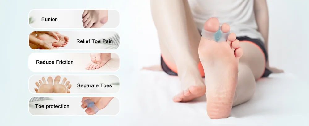 Promifun Bunion Corrector Toe Separators with 2 Loops 10 Pack of Gel Toe Corrector Big Toe Spacer for Bunion Pain and Overlapping Toe - toe protection