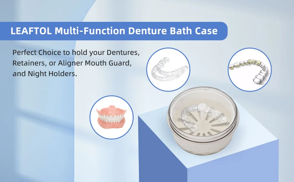 Denture Bath Case Retainer Case Orthodontic Denture Cup with Strainer Leak Proof Denture Cleaner Cup easy to clean and dry up Portable Retainer Cleaner Case for Household/Travelling White - Retainer Case Denture Bath Case Retainer Bath Cup