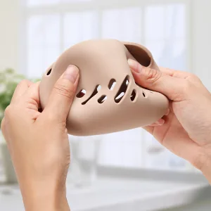 FERYES Large Silicone Makeup Sponge Holder Beauty Blender Case Travel Essentials Portable Double Sided Design Face Sponge Cover -Khaki - Very Soft