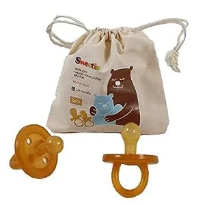 Sweetie Rubber Pacifier Natural Rubber Pacifier Rounded 2 Count (Small 0-6) - Sweetie Rubber Pacifier Natural Rubber Pacifier Rounded 2 Count (Small 0-6)