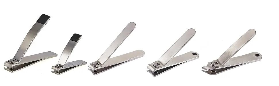 LULUKO Fingernail and Toenail Clippers 5Pack Nail Clippers Set Adult Stainless Steel Nail Cutters with Leather Case - 5PCs different size nail clippers set