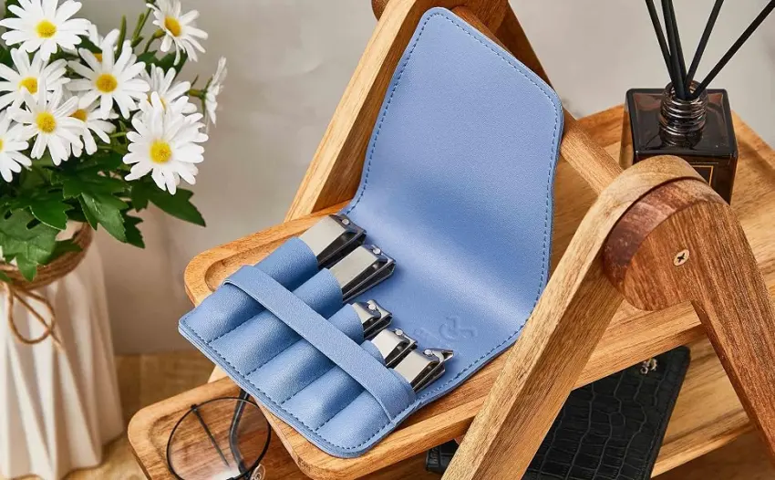 LULUKO Fingernail and Toenail Clippers 5Pack Nail Clippers Set Adult Stainless Steel Nail Cutters with Leather Case - LULUKO Nail Clippers Set